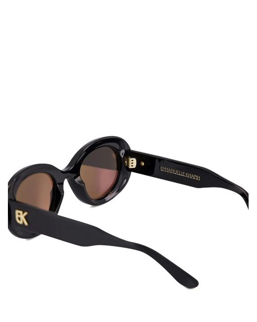 Emmanuelle Khanh Black Queen Oval-Frame Sunglasses