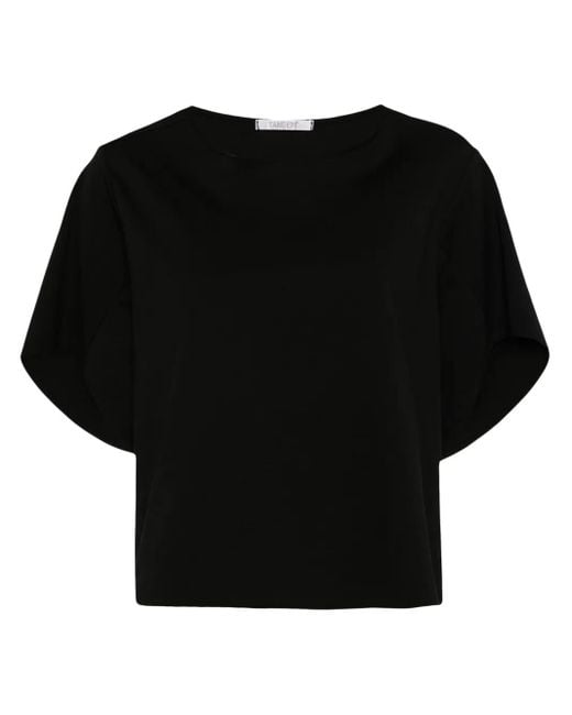 Transit Black Boat-Neck Short-Sleeved T-Shirt