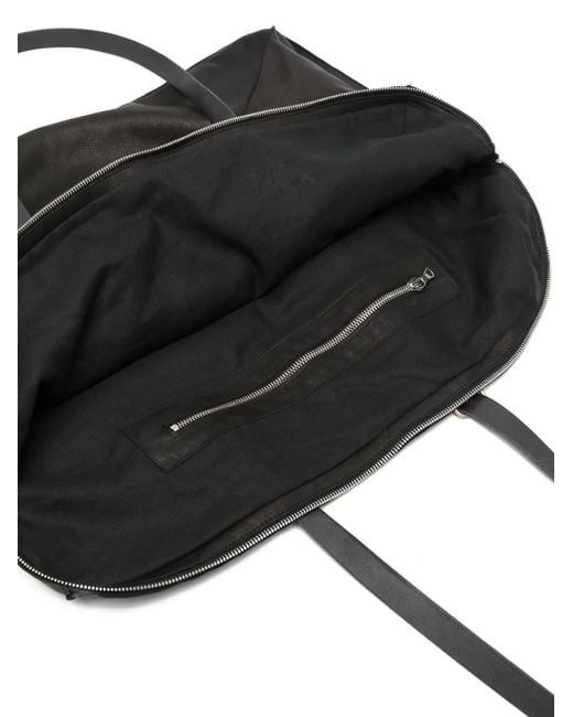 Ma+ Black Cross-Detail Leather Tote Bag for men