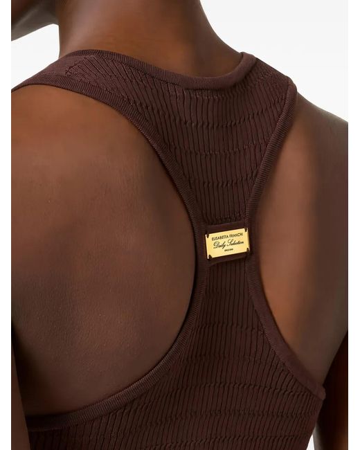 Elisabetta Franchi Purple Micro-Braided Knit Top