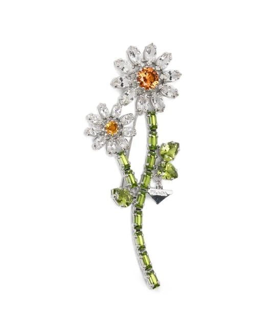 Prada White Floral Brooch