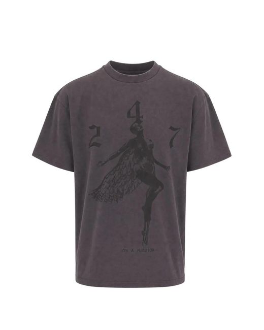 REPRESENT 247 Gray Graphic-Print T-Shirt for men