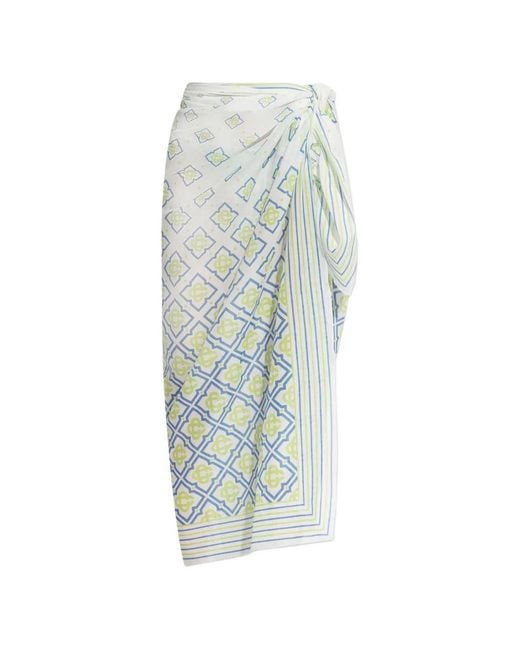 Casablanca Blue Monogram-Print Pareo