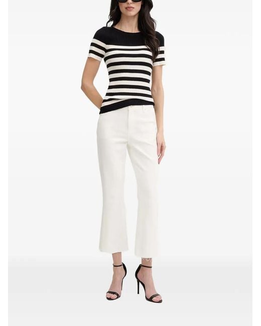 Morgan White Raw-Cut Flared Jeans
