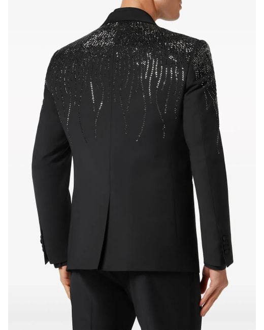 Philipp Plein Black Lord Beaded Blazer for men
