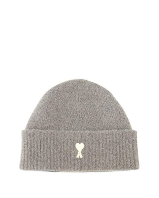 AMI Gray Alpaca Beanie With Ami De Coeur