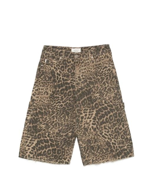 ViCOLO Natural Frayed Animal-Print Shorts