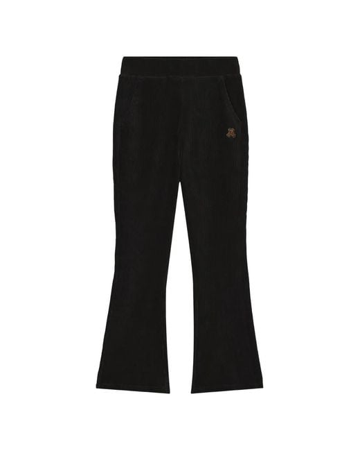 Izzue Black Corduroy-Effect Flared Trousers
