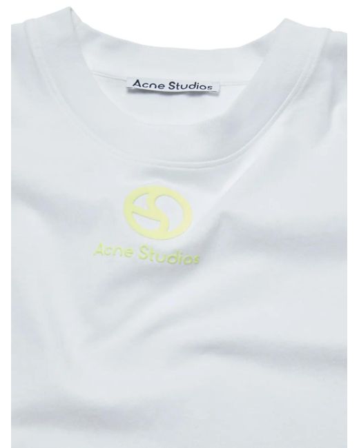 Acne White Logo-Embellished Organic-Cotton T-Shirt