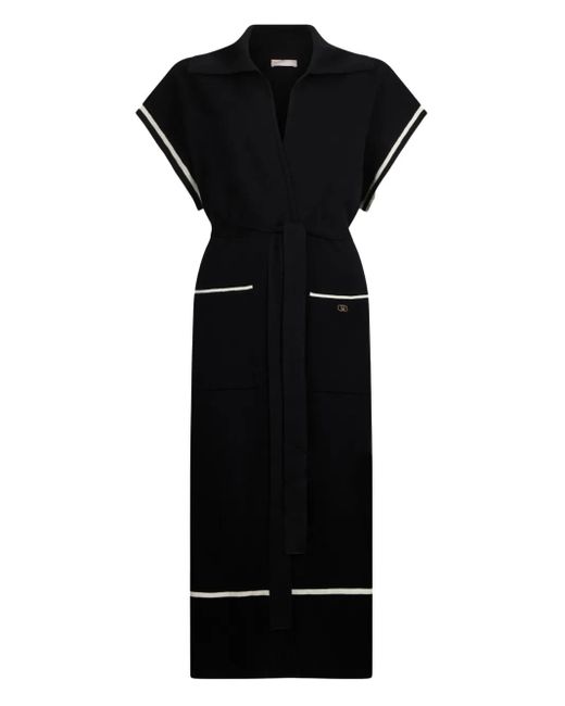 Liu Jo Midi-Jurk Met Logodetail En Ceintuur in het Black