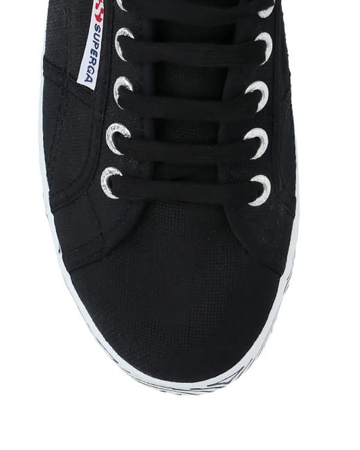 Superga Black Platform-Sole Lace-Up Sneakers
