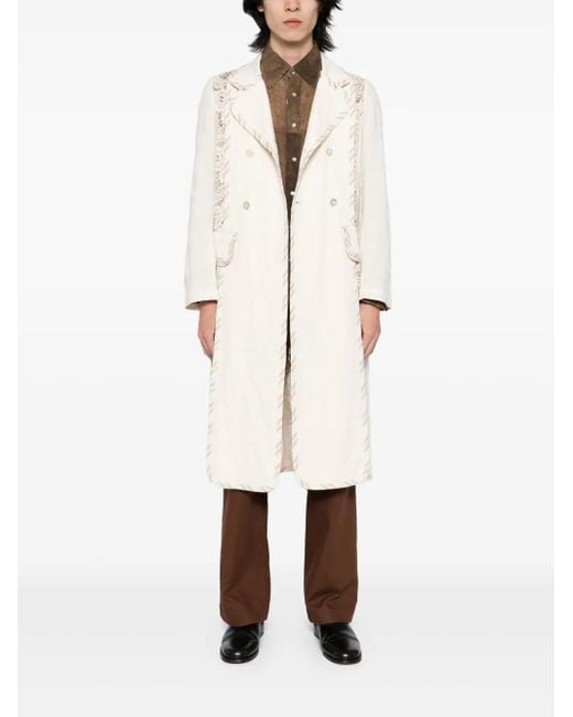 Commun's Natural Double-Breasted Coat for men