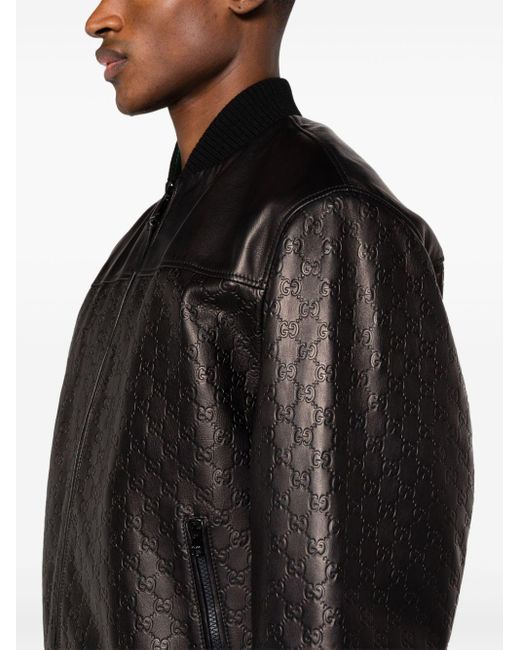 Gucci Bomberjacke mit geprägtem GG-Muster in Black für Herren