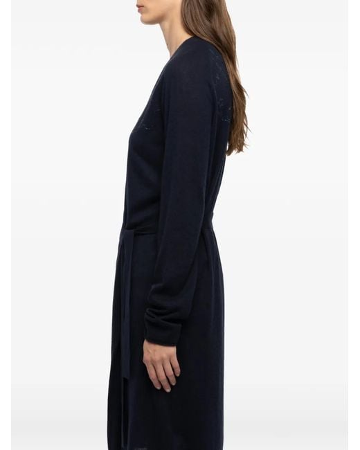 Zadig & Voltaire Blue Daffy Rhinestone-Embellished Belted Cardigan