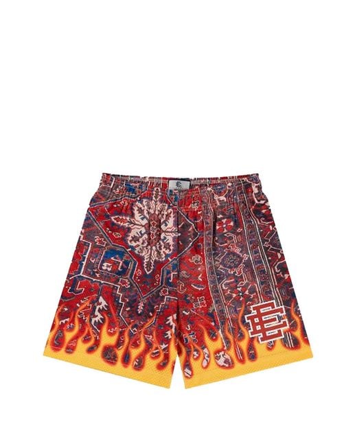 Eric Emanuel Red Ee Basic Flame-Print Shorts for men