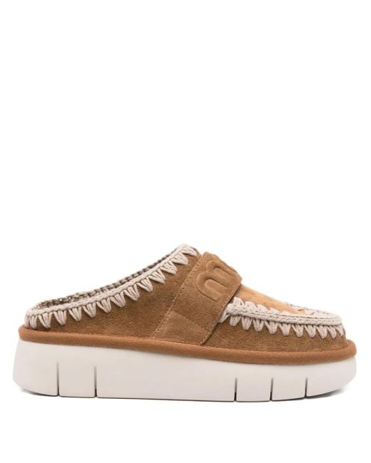 Mules En Daim À Plateforme 45 Mm Mou en coloris Brown