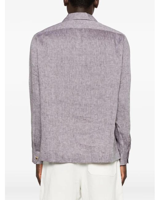 Brunello Cucinelli Gray Pocket Button Shirt for men