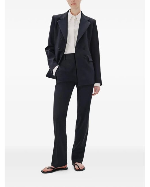 Another Tomorrow Black Double-Breasted Structured Blazer