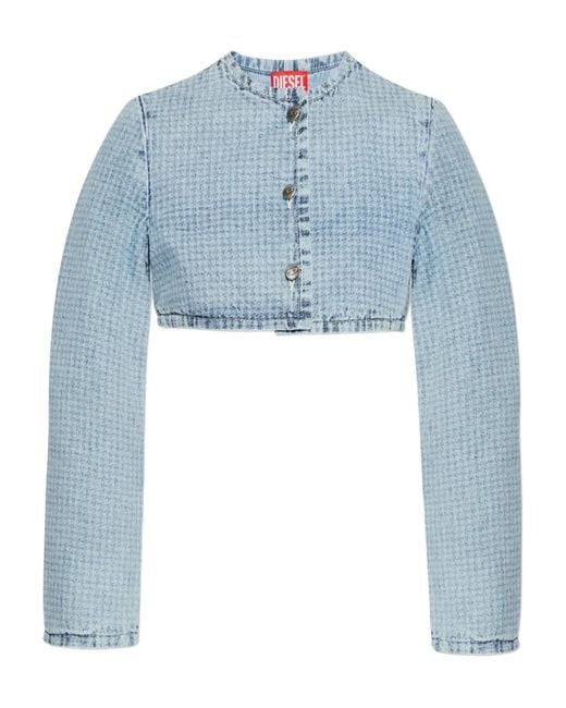 DIESEL Blue De-Terri-S Button Crop Jacket