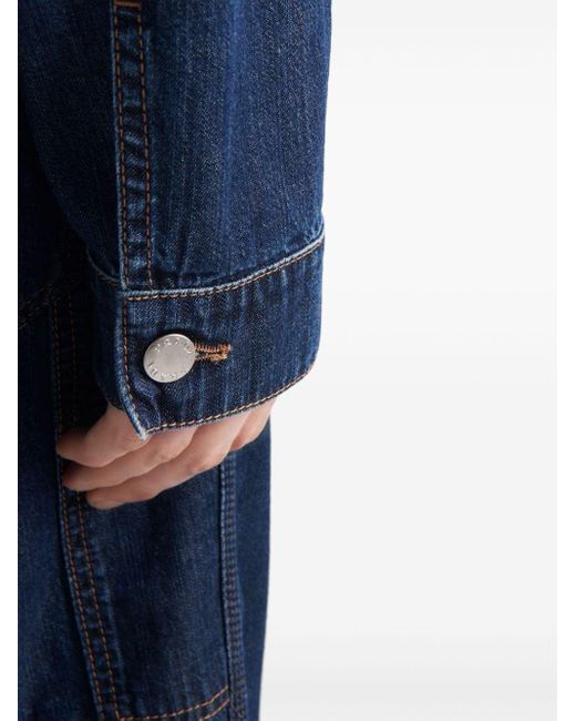 Veste en jean à patch logo Prada pour homme en coloris Blue