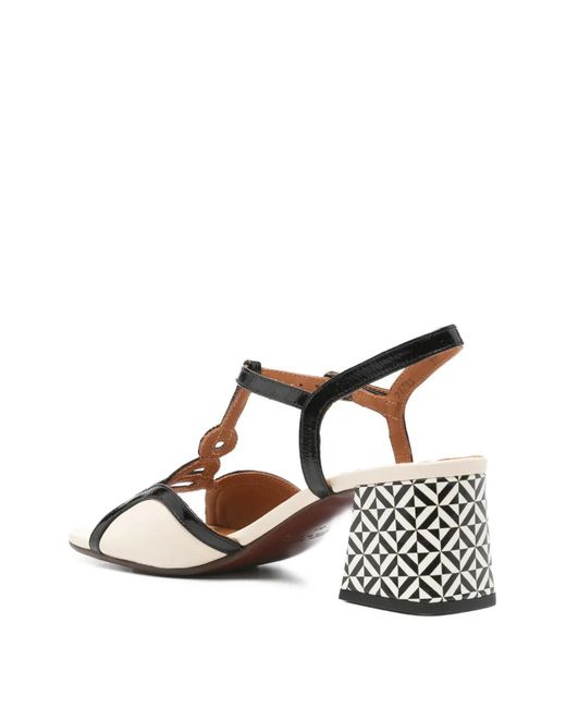 Chie Mihara Natural T-Strap Patterned Sandals