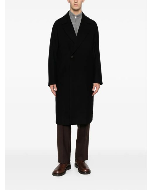 Hevò Black Surbo Buttoned Coat for men