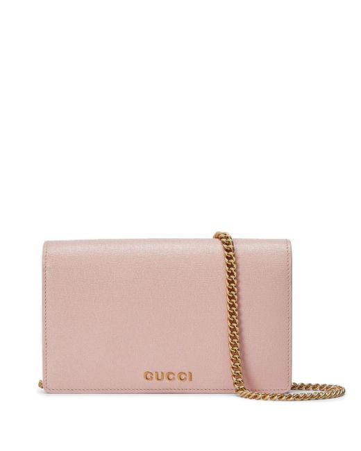 Gucci Pink Script Leather Wallet-on-chain