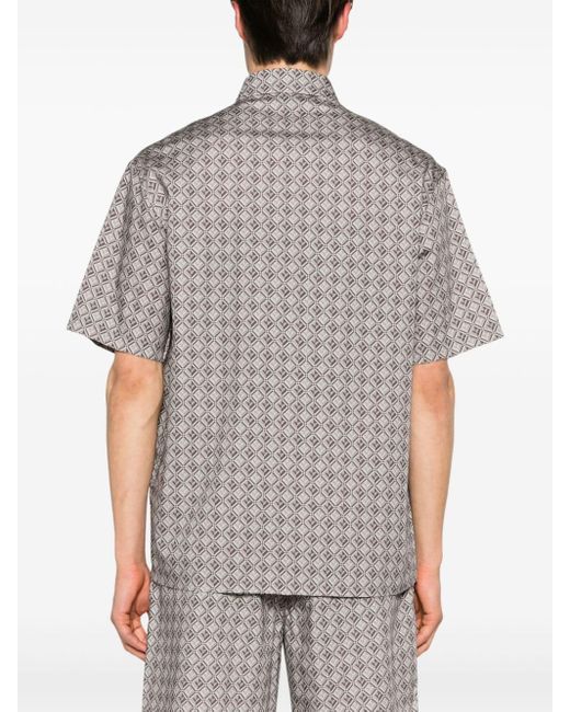 メンズ Emporio Armani ロゴパターンプリント ショートスリーブシャツ Gray