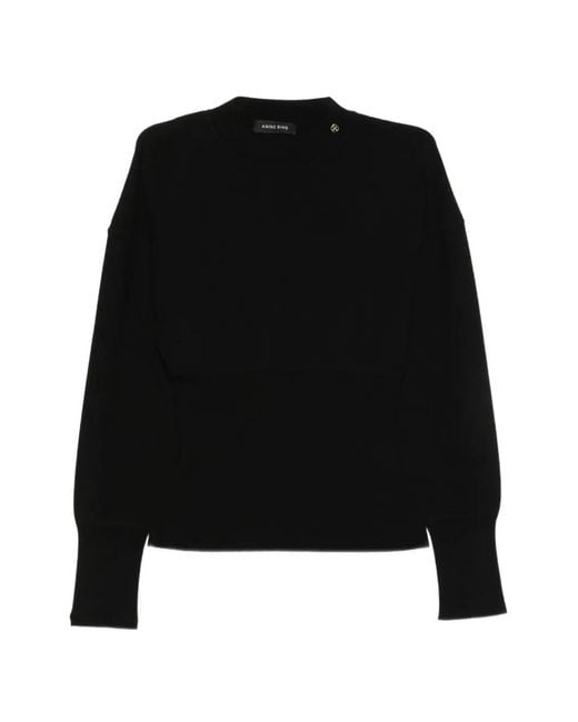 Anine Bing Black Logo-Plaque Sweater