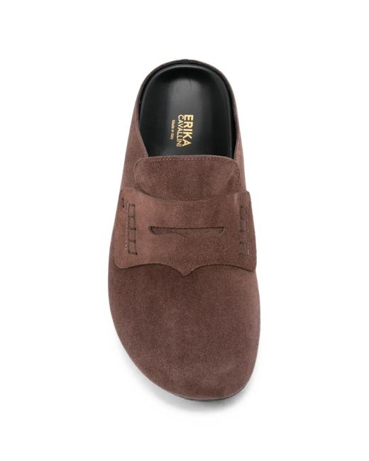 Erika Cavallini Semi Couture Brown Penny-Slot Mules