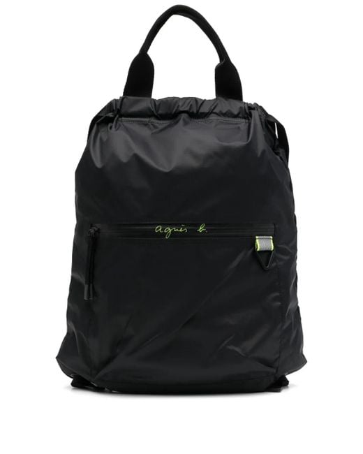 Agnes B. Black Logo-Print Backpack