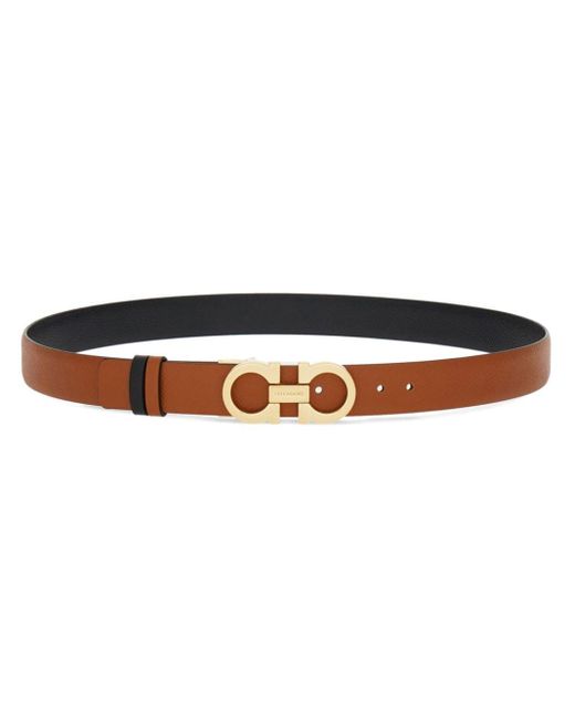 Ferragamo White Reversible Gancini Leather Belt