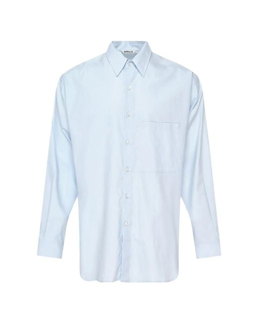 Auralee Blue Chest-Pocket Button-Up Shirt for men