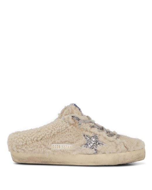 Golden Goose Goose Super-star Sabot Shearling Sneakers in White | Lyst
