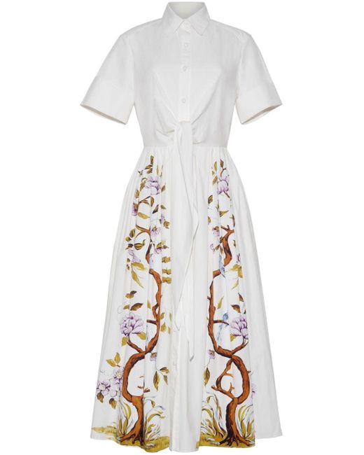 Adam Lippes White Attacher Graphic-print Midi Dress