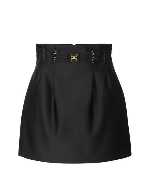 Elisabetta Franchi Black Strap Detail Mini Skirt