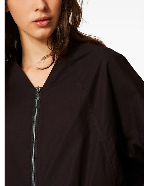 Twinset Black Recycled Poplin Bomber Jacket