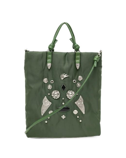 Toga Green Embellished Tote Bag