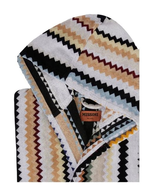 Missoni White Zigzag Hooded Bathrobe