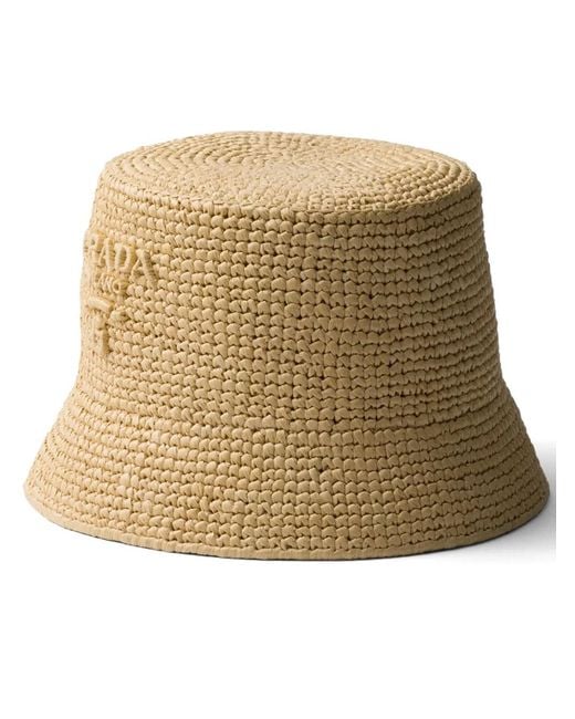 Cappello Bucket Intrecciato di Prada in Natural