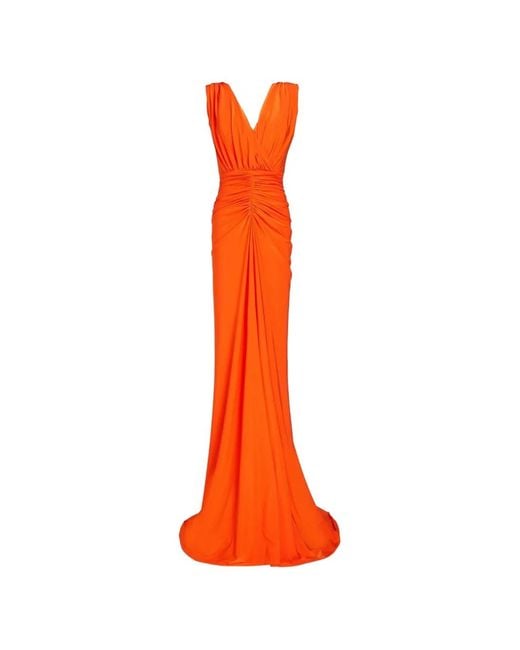 Rhea Costa Orange Saara Ruched Gown