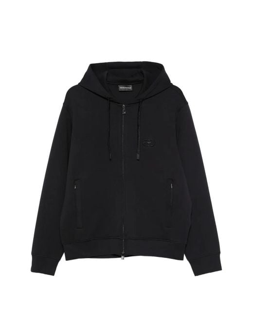 美品★EMPORIO ARMANI レザージャケット パーカー ロゴ　黒 EMPORIO ARMANI エンポリオ アルマーニ パーカー スウェット プル