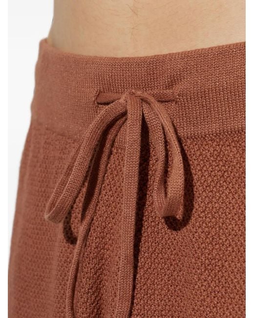 Palm Angels Brown Short En Maille À Rayures for men