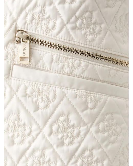 Guess White Logo Quilted Jacket