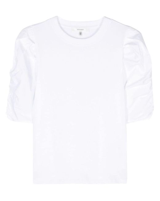 FRAME White Puff-sleeve Organic Cotton T-shirt