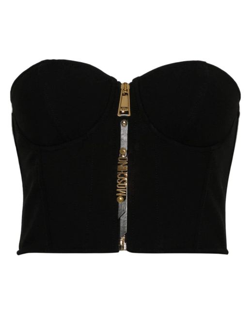 Moschino Black Zip-Up Bustier Top