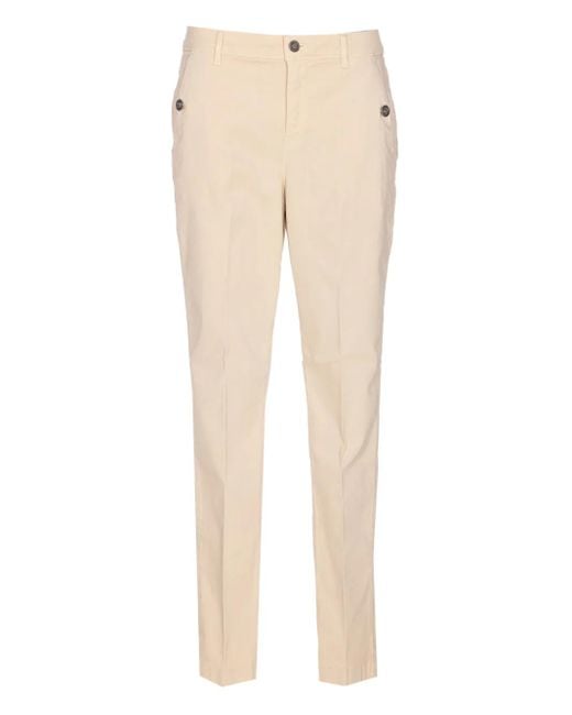 Liu Jo Natural Button-Fastening Embellished-Pocket Trousers