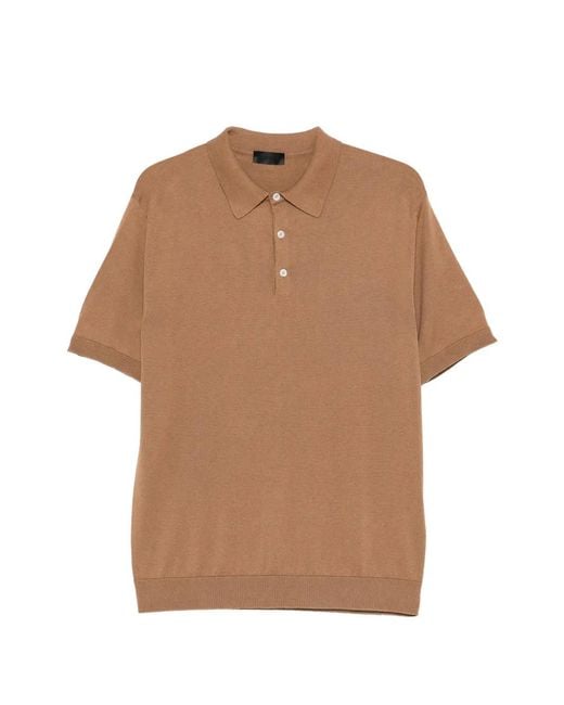Dondup Brown Short-Sleeve Knitted Polo Shirt for men