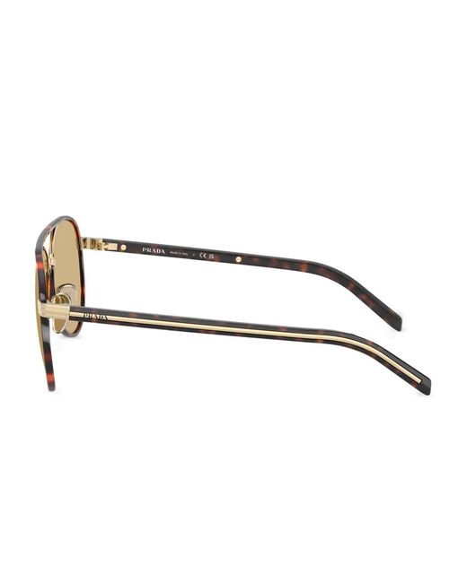 Prada Natural Pilot-Frame Tortoiseshell Sunglasses