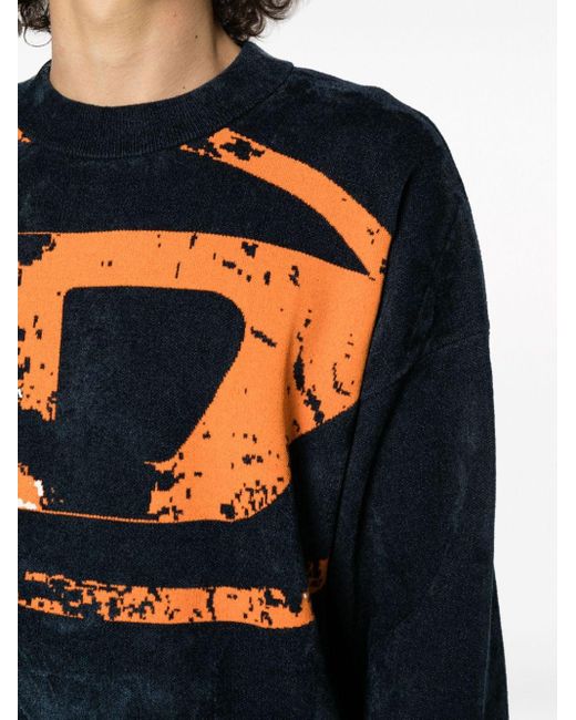 DIESEL Sweater Met Logo-jacquard in het Blue voor heren